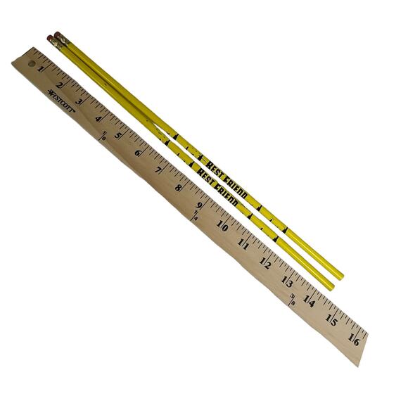 NEW Set (2) Long Oversized SLIM PENCIL 14.5" Yellow BEST FRIEND School Pencils - Picture 5 of 6